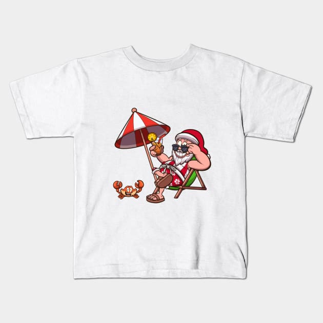 Tropical Santa Claus Kids T-Shirt by TheMaskedTooner